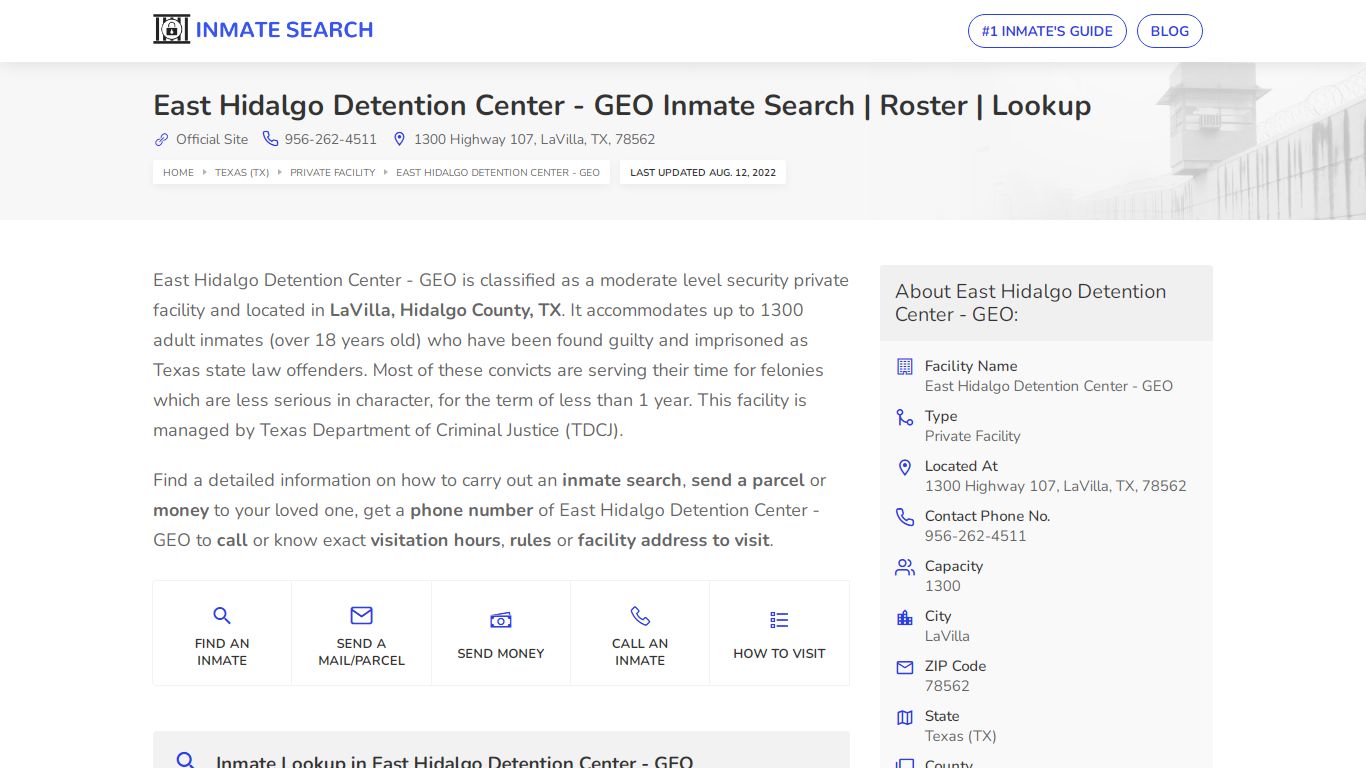 East Hidalgo Detention Center - GEO Inmate Search | Roster ...