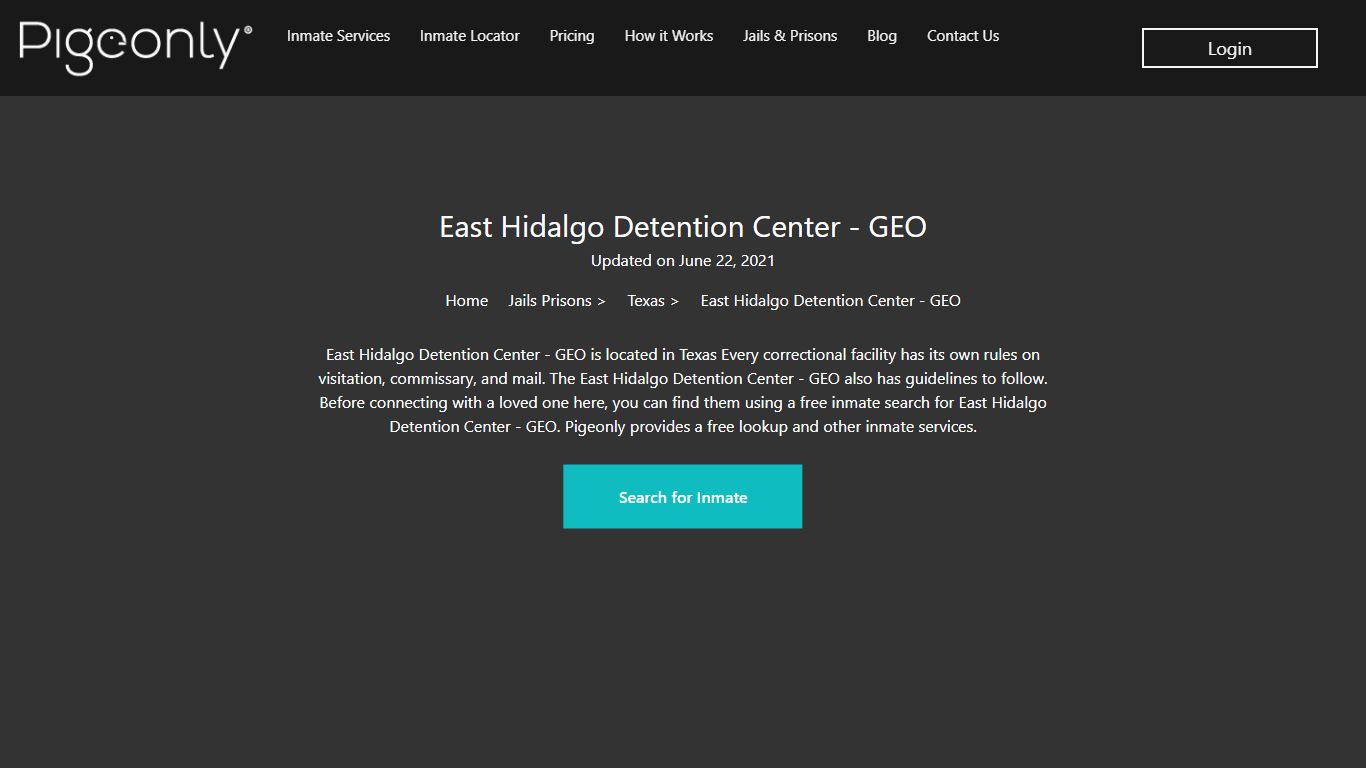 East Hidalgo Detention Center - GEO Inmate Search | Texas